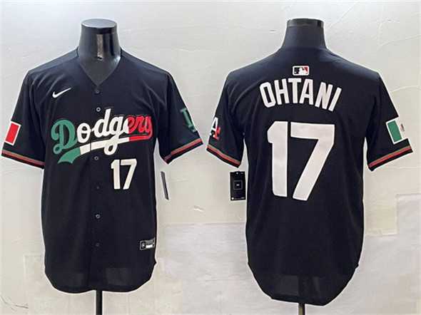 Mens Los Angeles Dodgers #17 Shohei Ohtani Black Mexico Flag Limited Stitched Jersey